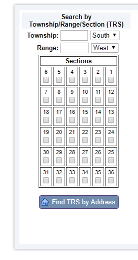 Township/range/section search options